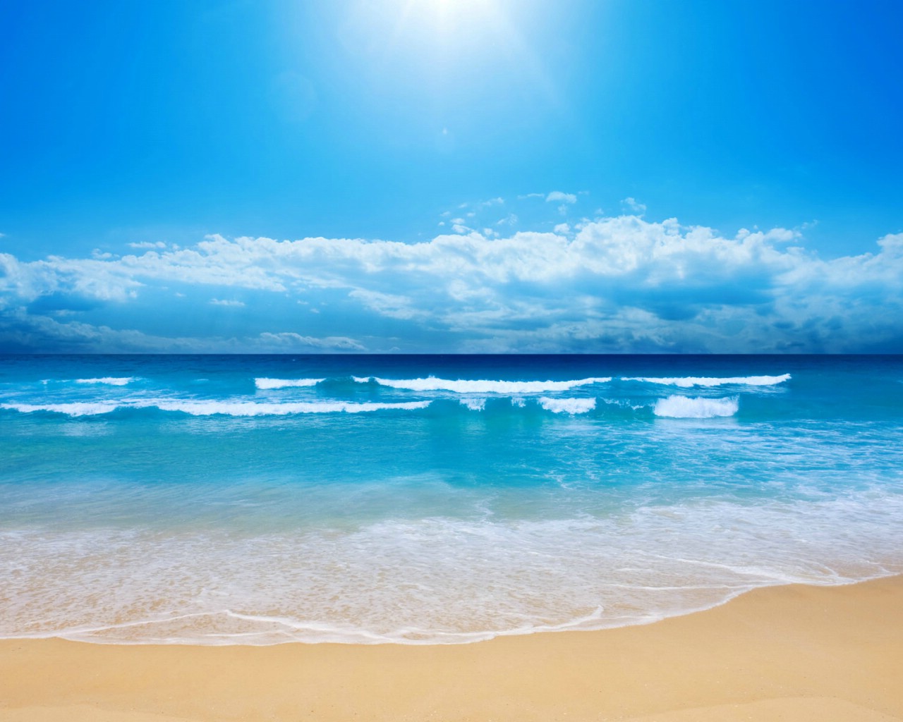 蓝色海洋沙滩 桌酷精选一图 壁纸71600x1200