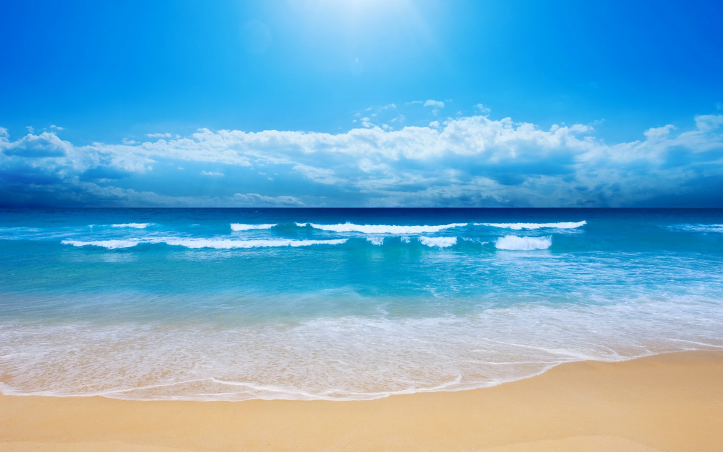 壁纸1440×900蓝色海洋沙滩 桌酷精选一