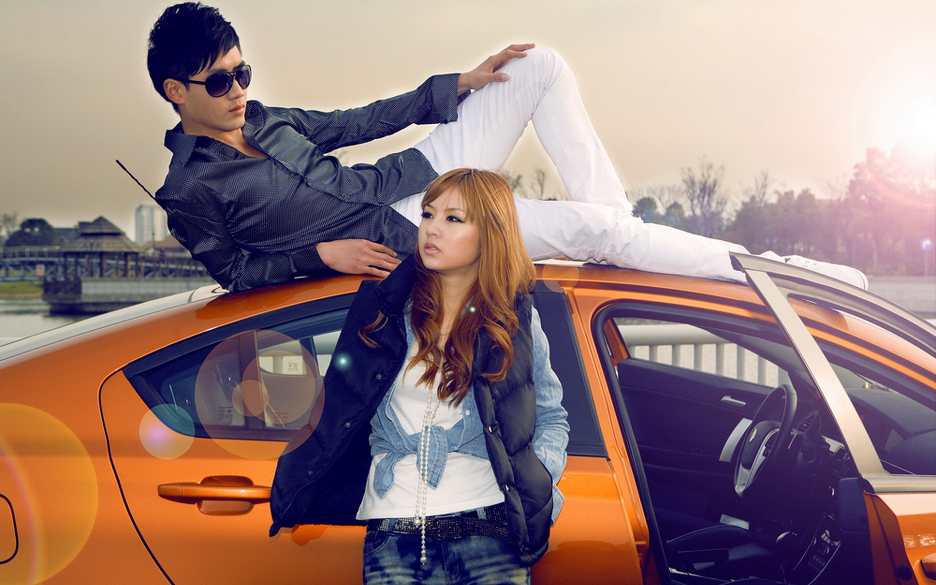 1920×1200名爵MG6美女帅哥<em>模特 高清壁纸</em> 